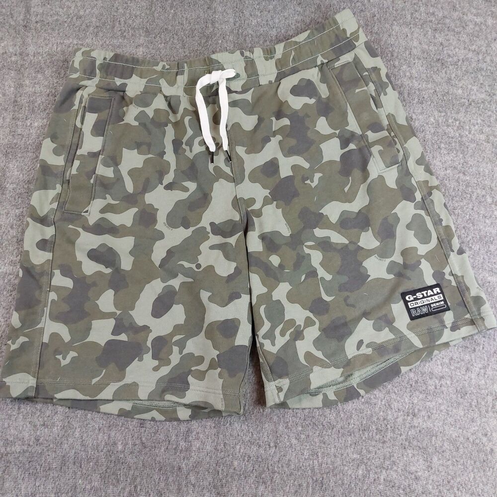 G-Star Raw Brush Camo Sweat Shorts Men's XXL (Fit 38x9) Army Green Workout